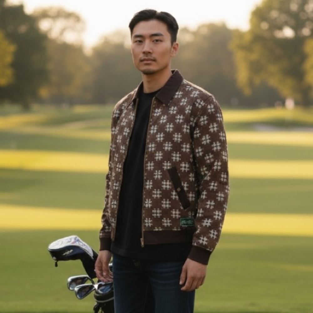 Bogey Boys Men's S Big Check Bomber‎ Jacke Brown New Golf